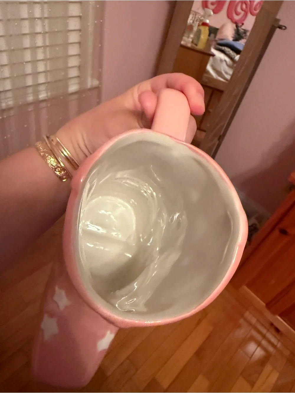 Pink Ceramic Cowboy Boot mug  with White Accents